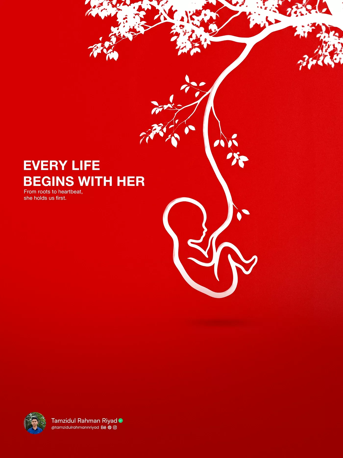 Instagram post: Fetus-and-tree line-art concept, bold poster