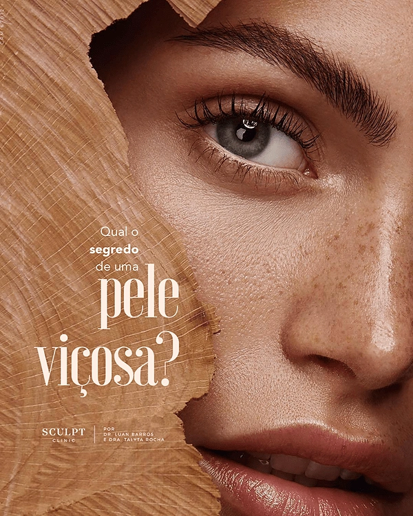 Skin & Cosmetic Clinics creative ad: Torn paper reveals glowing skin