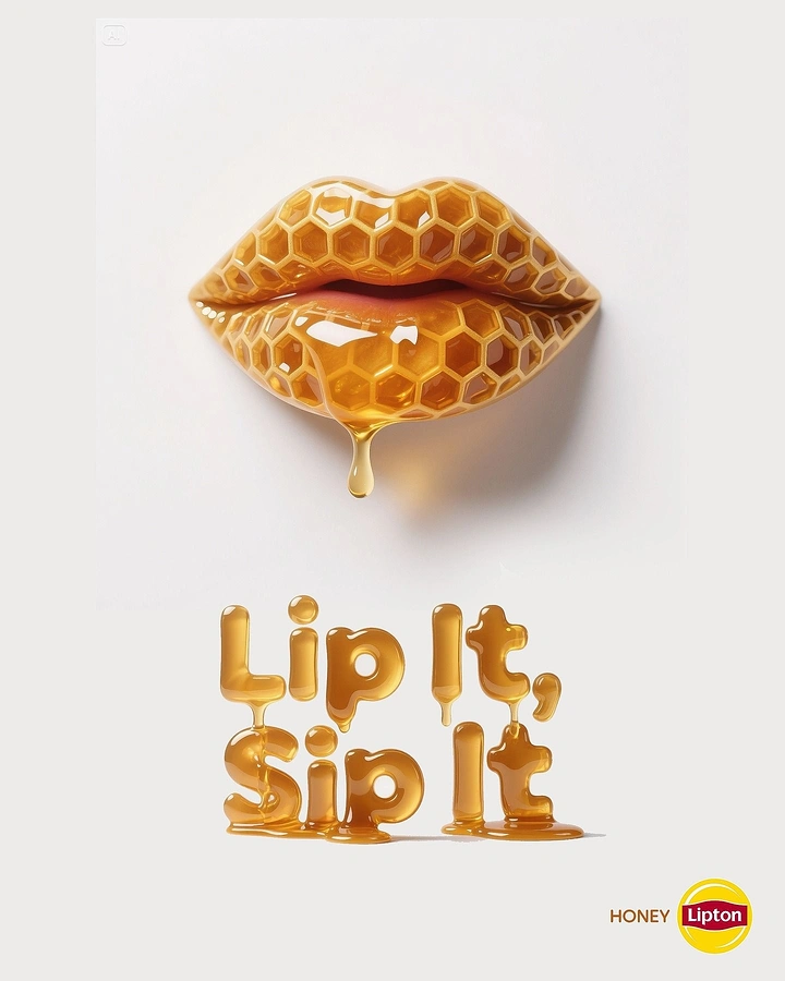 Honey Brands creative ad: Honeycomb lips support clever copy