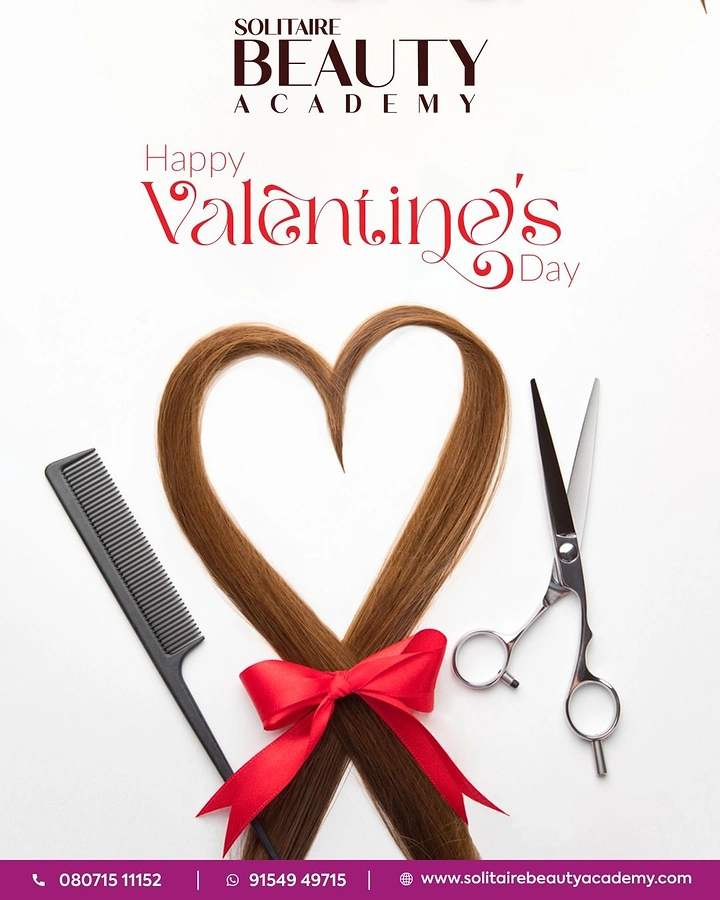 Valentine's Day creative ad: Lock of hair shaped into a heart and tied with a red bow