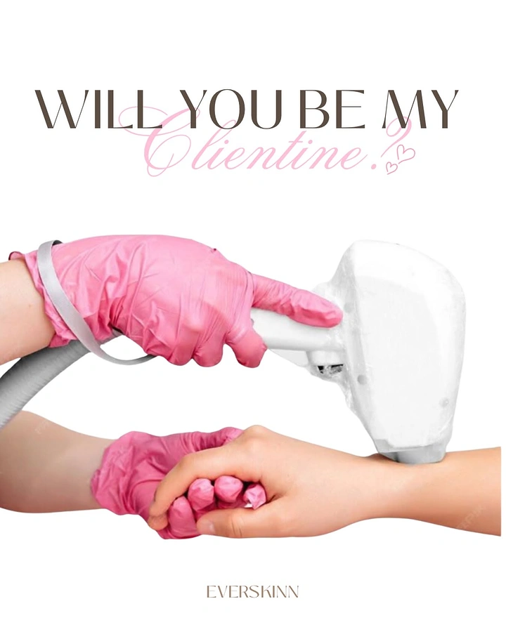 Laser Hair Removal Clinics creative ad: Clever Valentine's pun Clientine