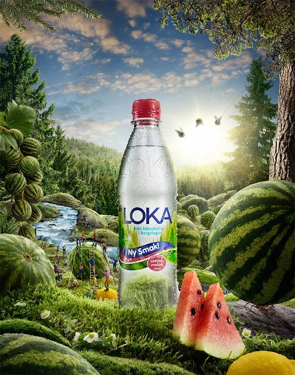 Packaged Drinking Water creative ad: Bottle anchors lush fantasy ecosystem