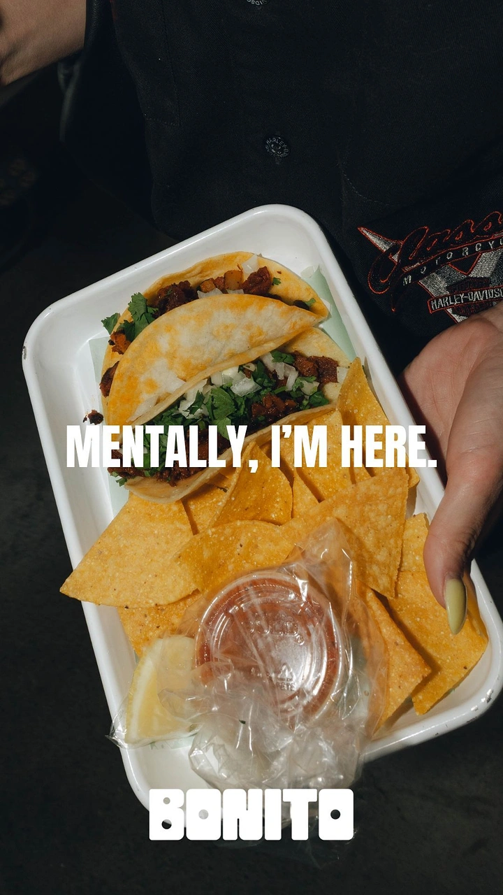 Mexican Restaurants creative ad: Witty copy with lifestyle takeout moment
