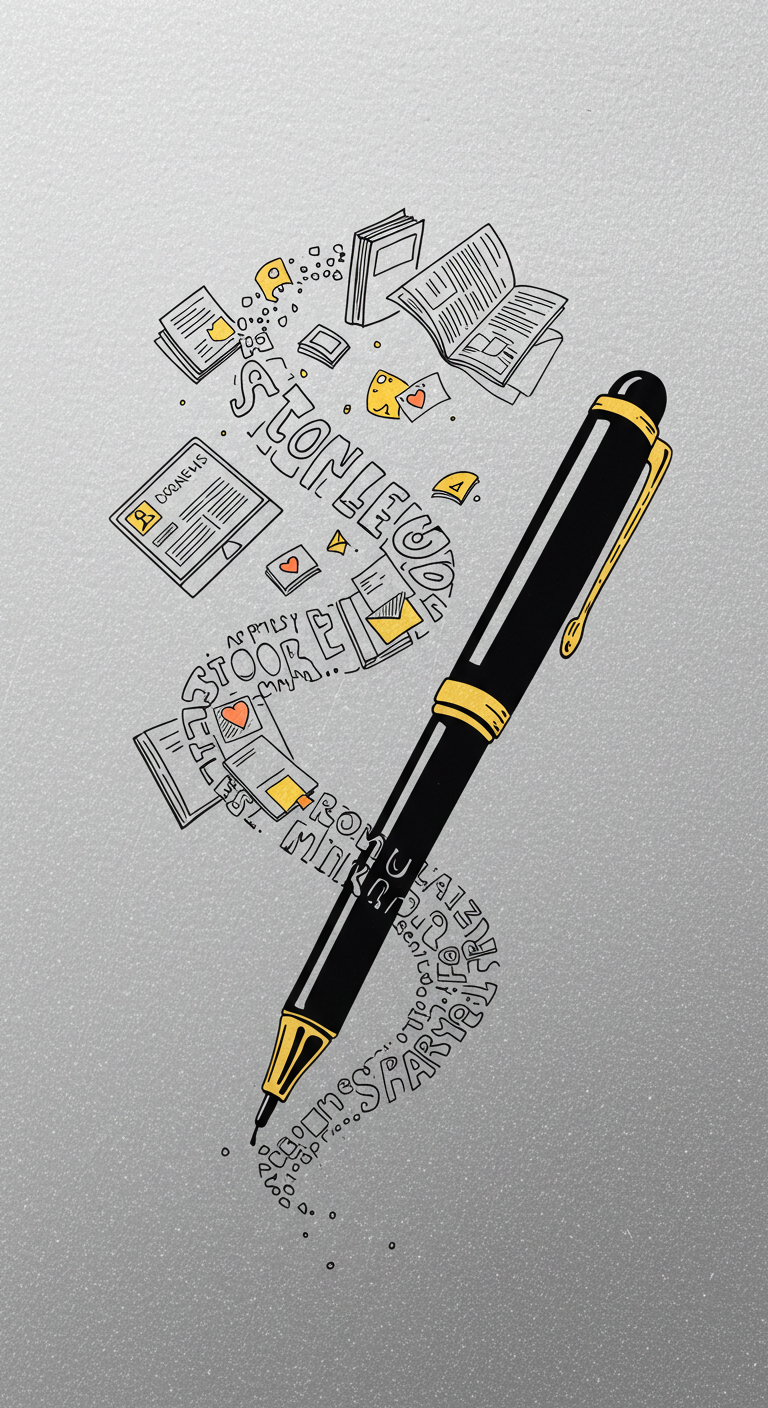 Story: Pen integrated into illustrated city map