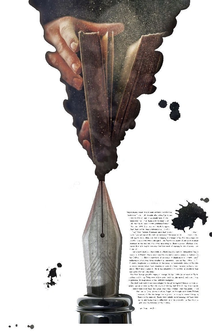 Pens & Writing Instruments creative ad: Dramatic hands and nib metaphor