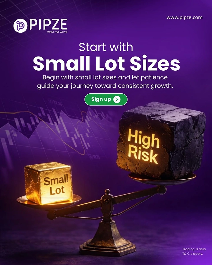 Stock Brokers & Investing creative ad: Scale weighing small lot vs high risk