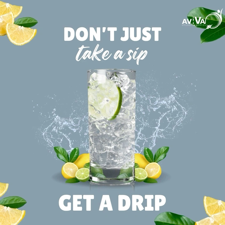 IV Therapy & Drip Bars creative ad: Sip-to-drip copy and drink visual pun