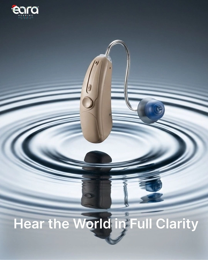 Hearing Aids creative ad: Hearing aid over sound ripple water