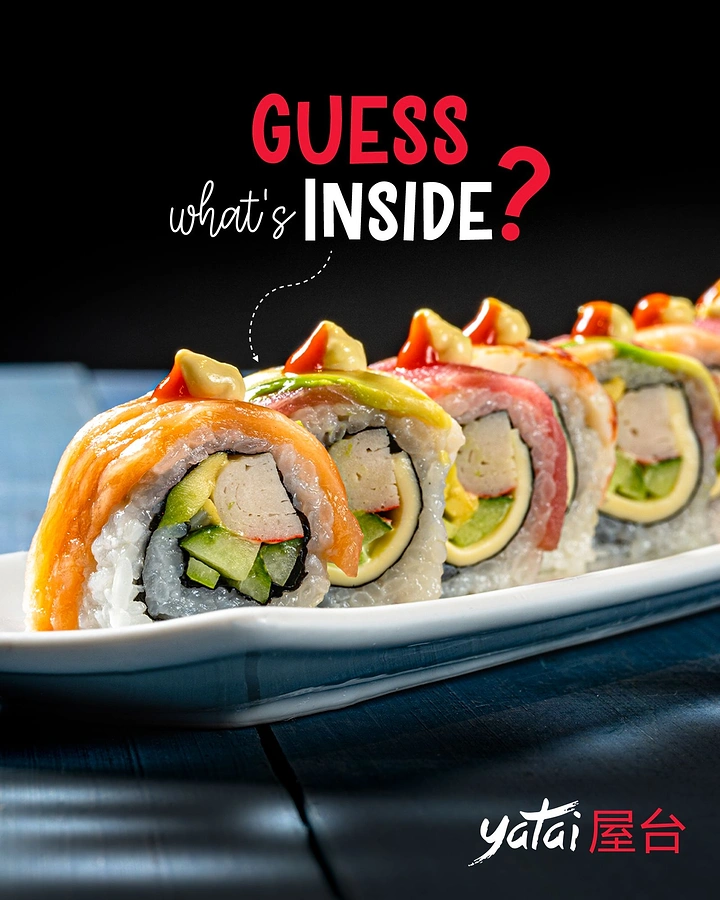 Sushi & Japanese Restaurants creative ad: Guessing-game copy reveals sushi filling