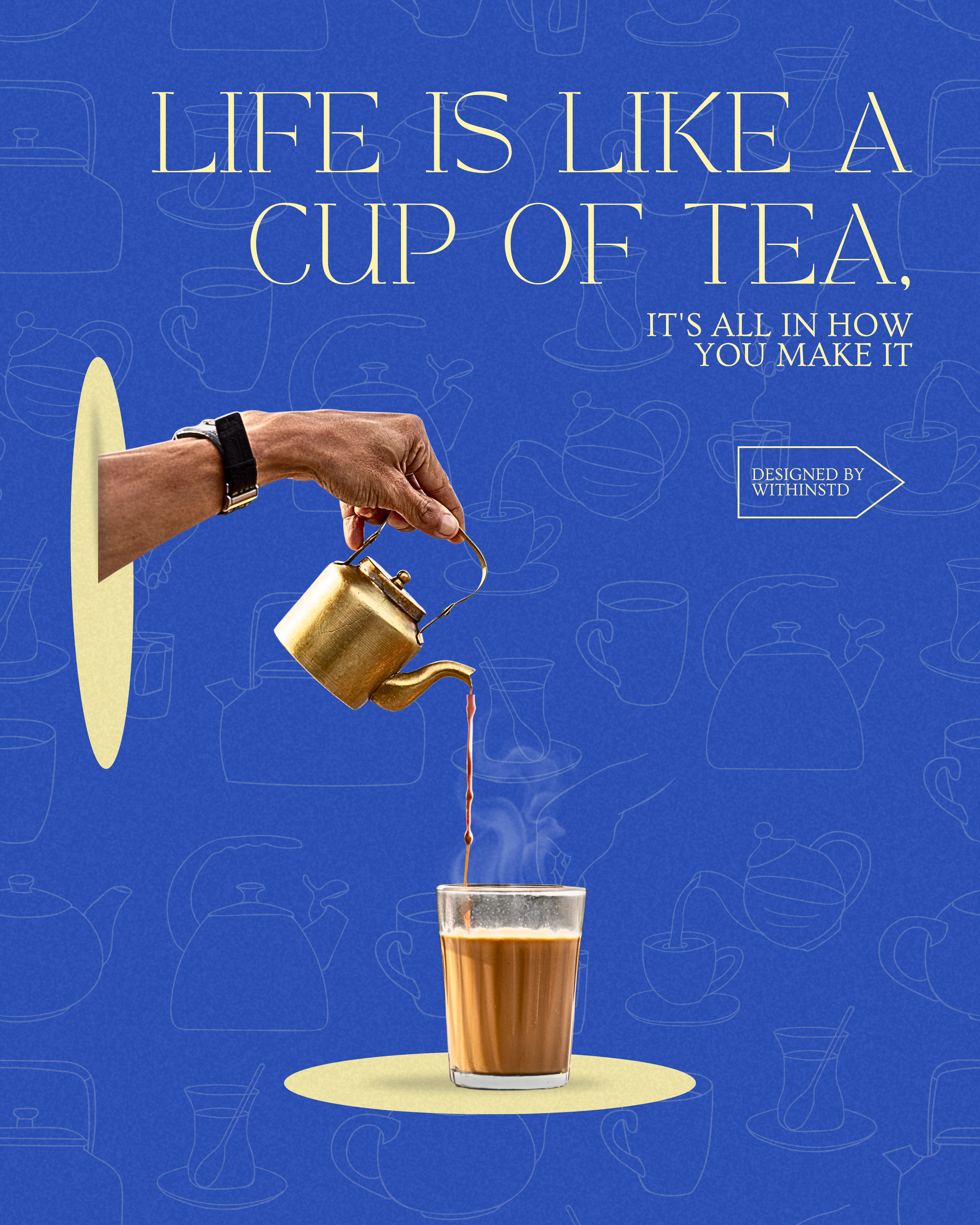 Instagram post: Hand pouring tea through portal