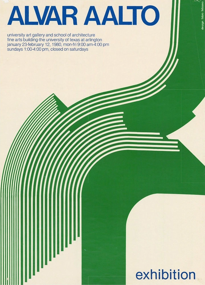Museums & Art Galleries creative ad: Abstract green flowing bands of parallel lines and solid bends