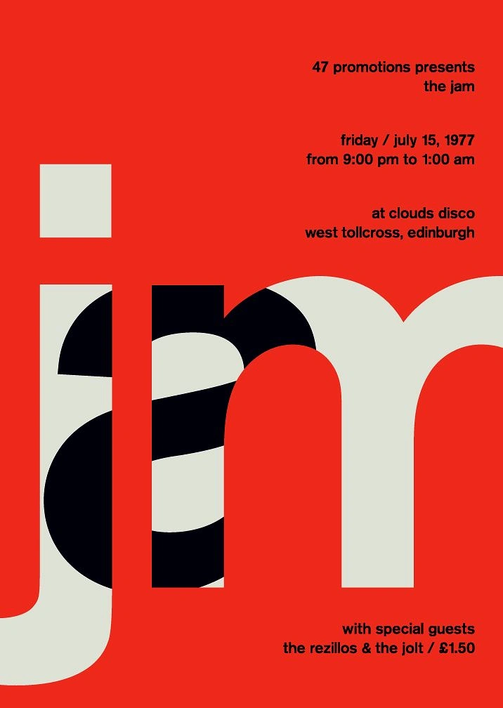 Creative ad: Giant overlapping lowercase band-name letters