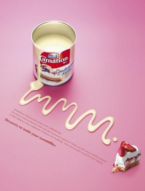 Dairy Brands creative ad: Condensed milk drizzle writes 'mmm'