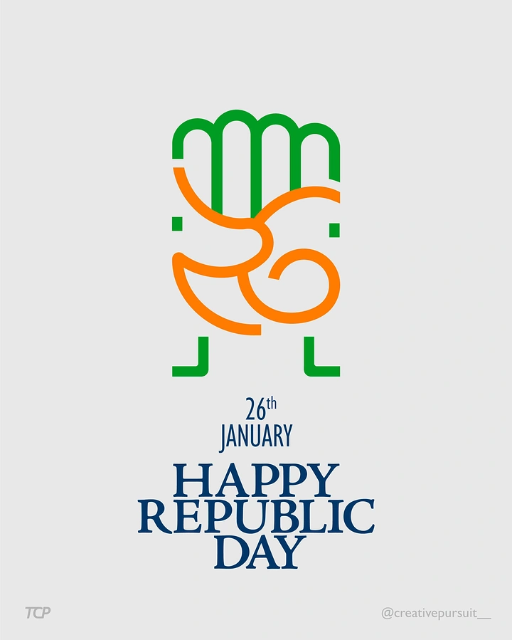 Republic Day creative ad: Monoline raised fist in saffron and green
