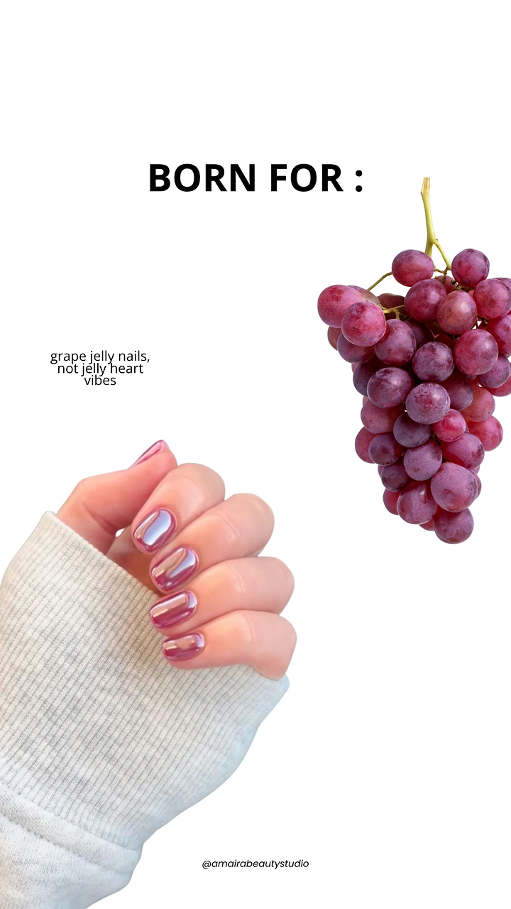 Nail Salons creative ad: Grape jelly nails beside grape bunch