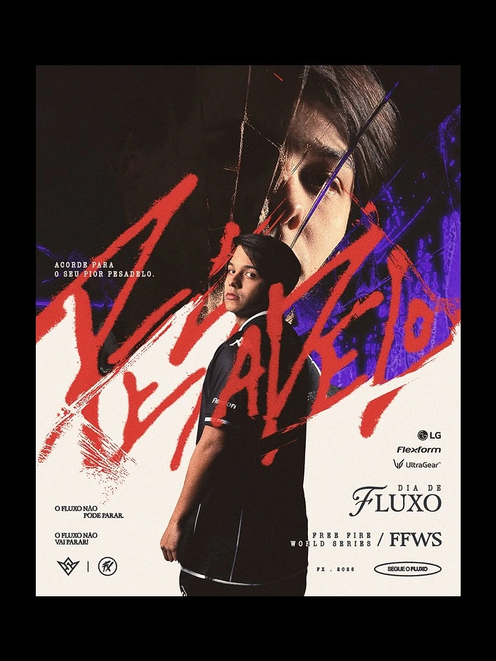 Gaming & Esports creative ad: Brush-script name slashes across player portrait