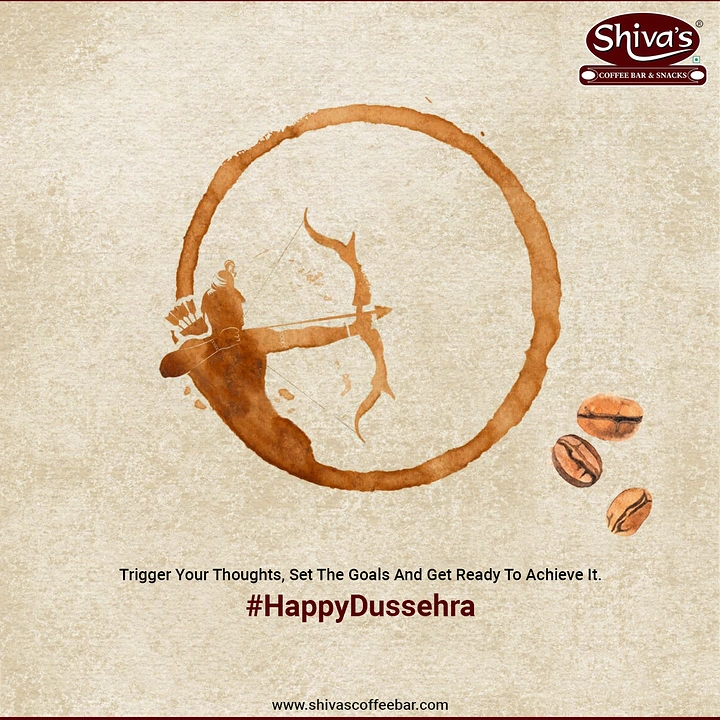 Dussehra creative ad: Coffee-stain ring forming an archer drawing a bow