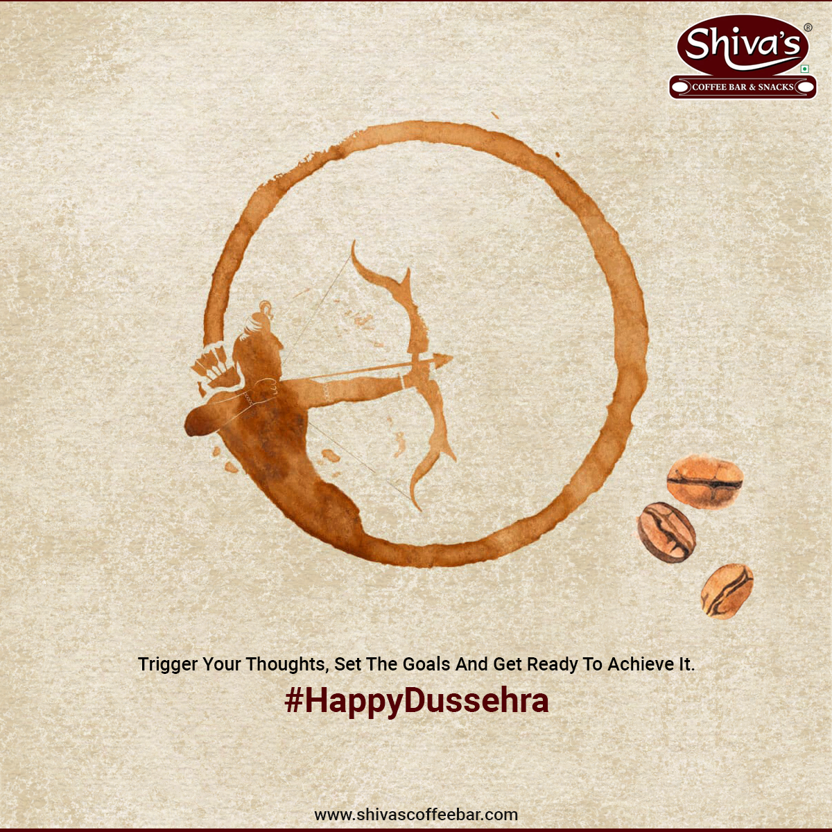 Coffee-stain ring forming an archer drawing a bow