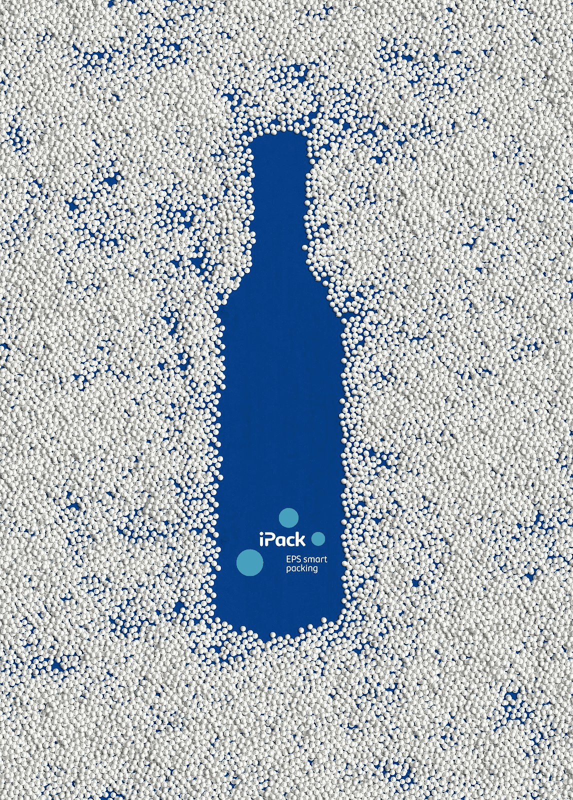 Poster: Bottle-shaped void in a field of white foam beads