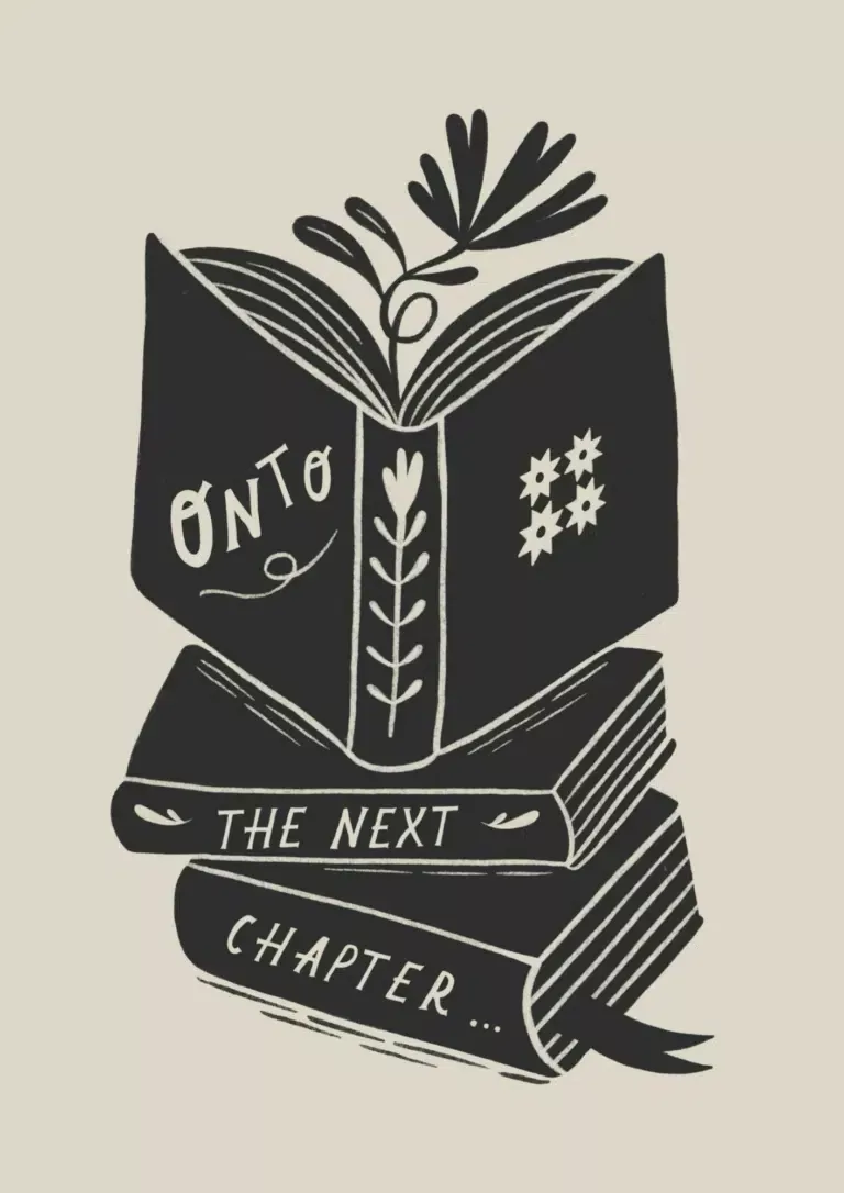 Book stack blooms, 'next chapter' pun