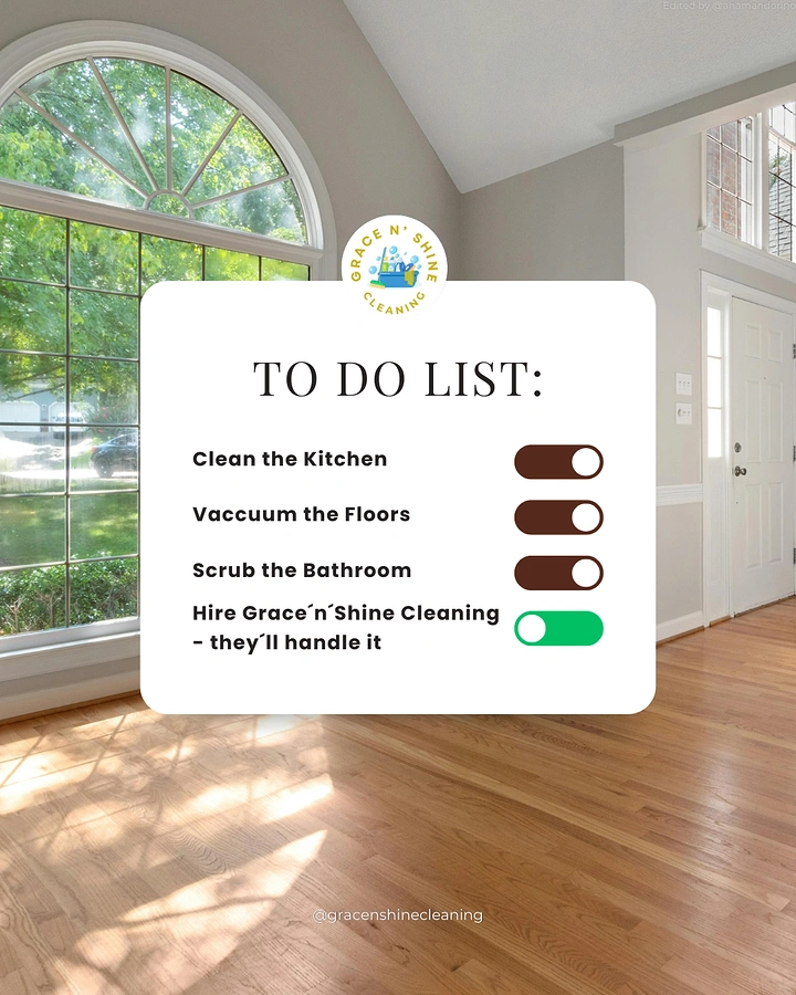 Cleaning Services creative ad: To-do list toggles hire cleaners