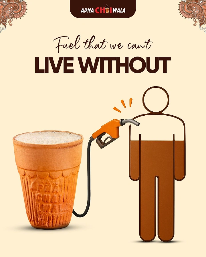 Tea & Chai Brands creative ad: Fuel pump fills person with chai