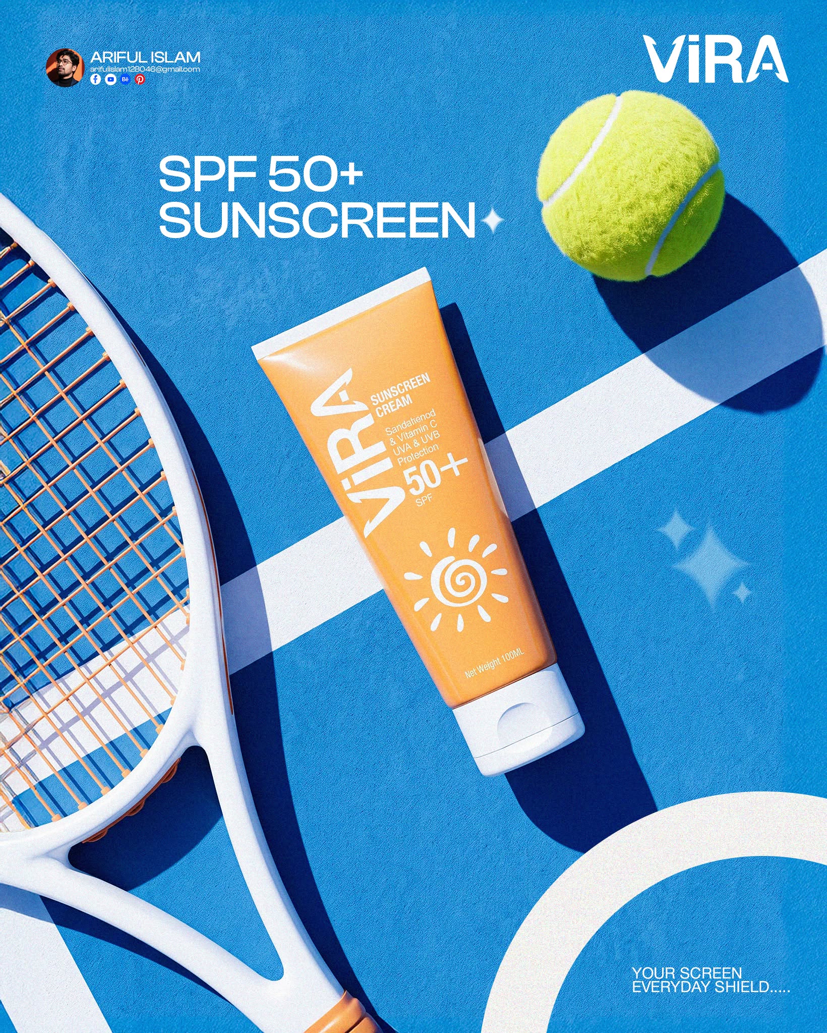Instagram post: Sunscreen integrated into tennis world