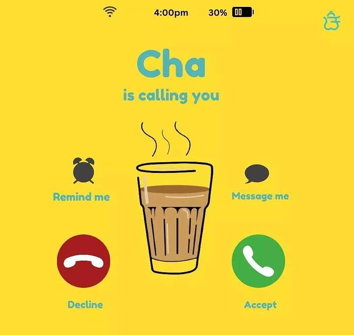 Tea & Chai Brands creative ad: Incoming call screen: chai calling