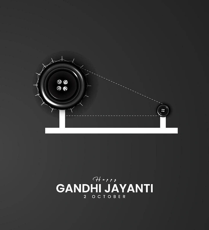 Gandhi Jayanti creative ad: Button turned into charkha wheel