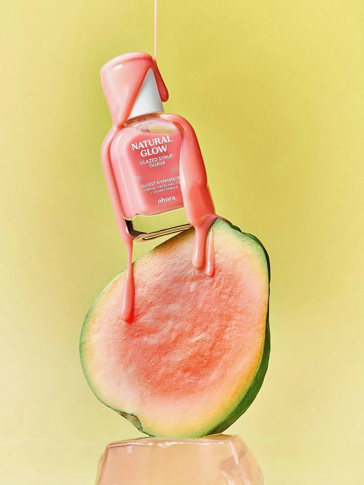 Nail Polish Brands creative ad: Watermelon styling reinforces natural glow