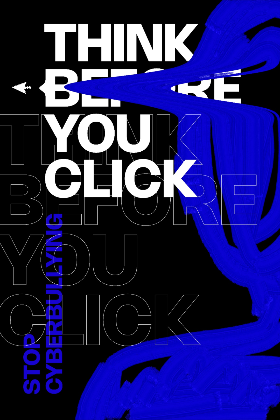 Story: Bold click-warning typography with clear cyber message