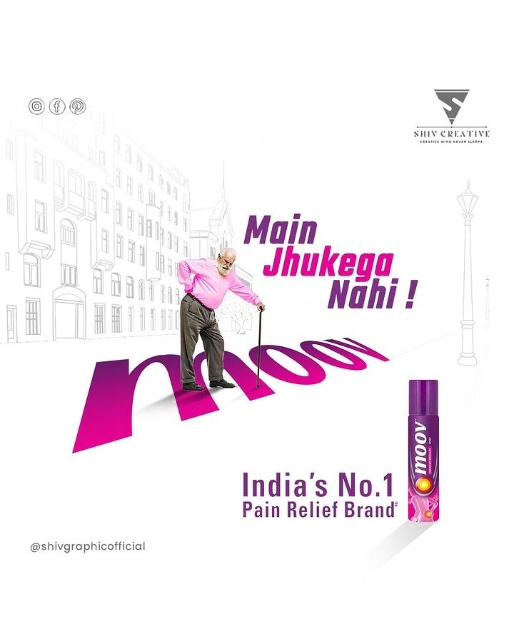 Pain Relief Brands creative ad: Bent typography supports pain-relief slogan