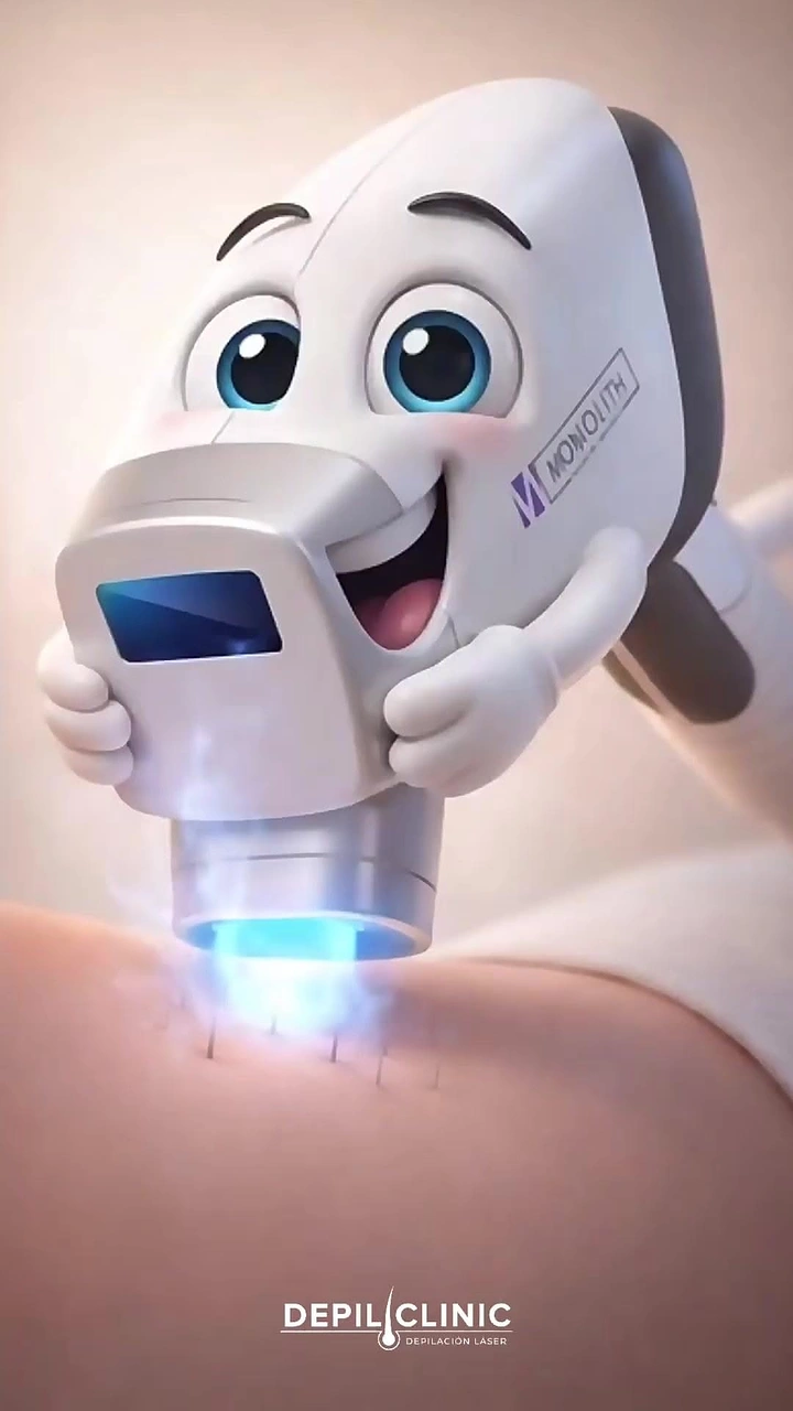 Skin & Cosmetic Clinics creative ad: Laser device as 3D cartoon mascot