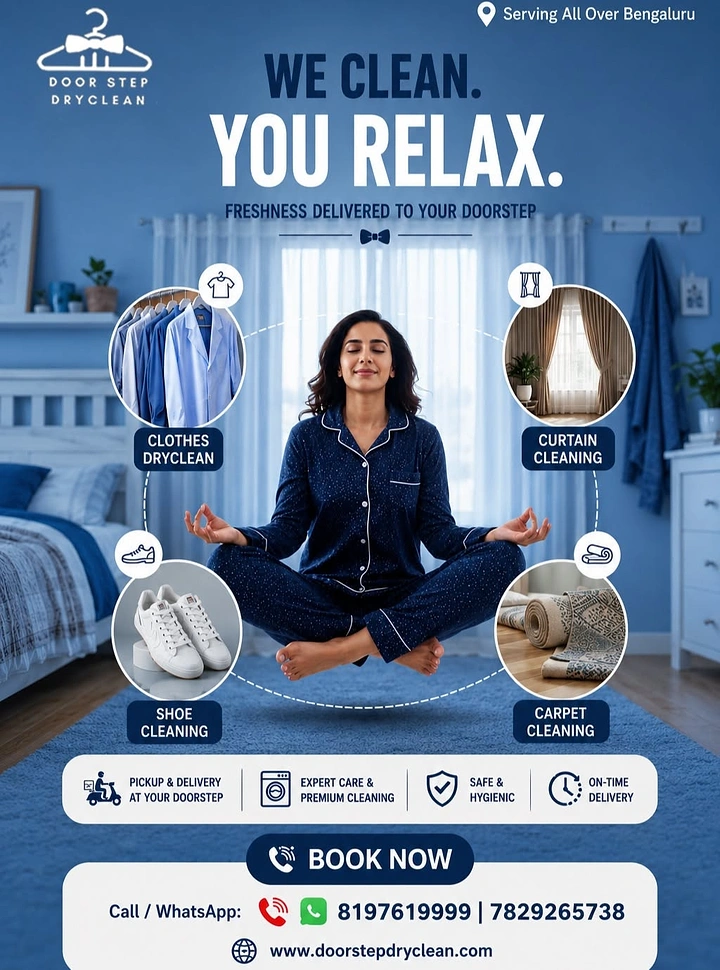 Laundry & Dry Cleaning creative ad: Meditating customer: We clean, you relax