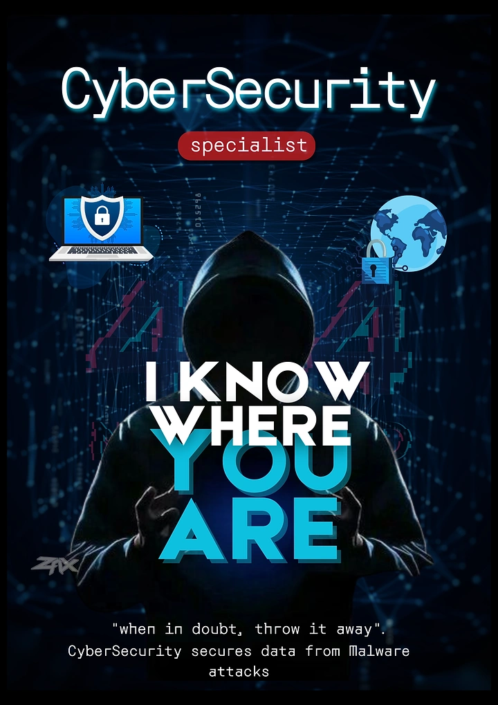 Cybersecurity Companies creative ad: Tracking metaphor with strong cyber poster craft