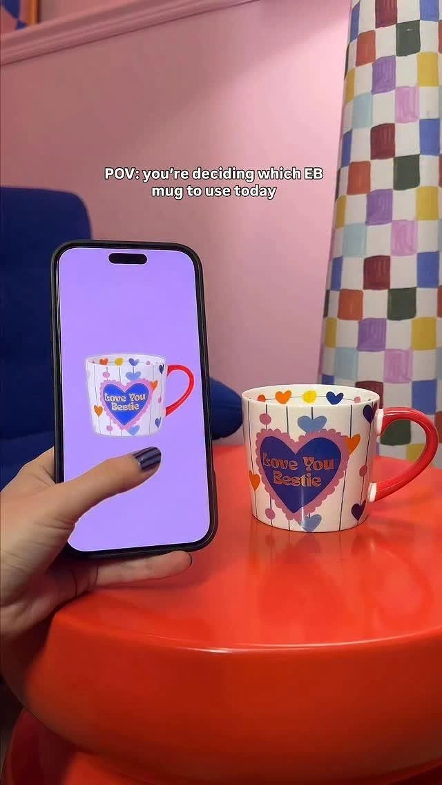 Tumblers, Flasks & Drinkware creative ad: Playful POV mug-selection setup