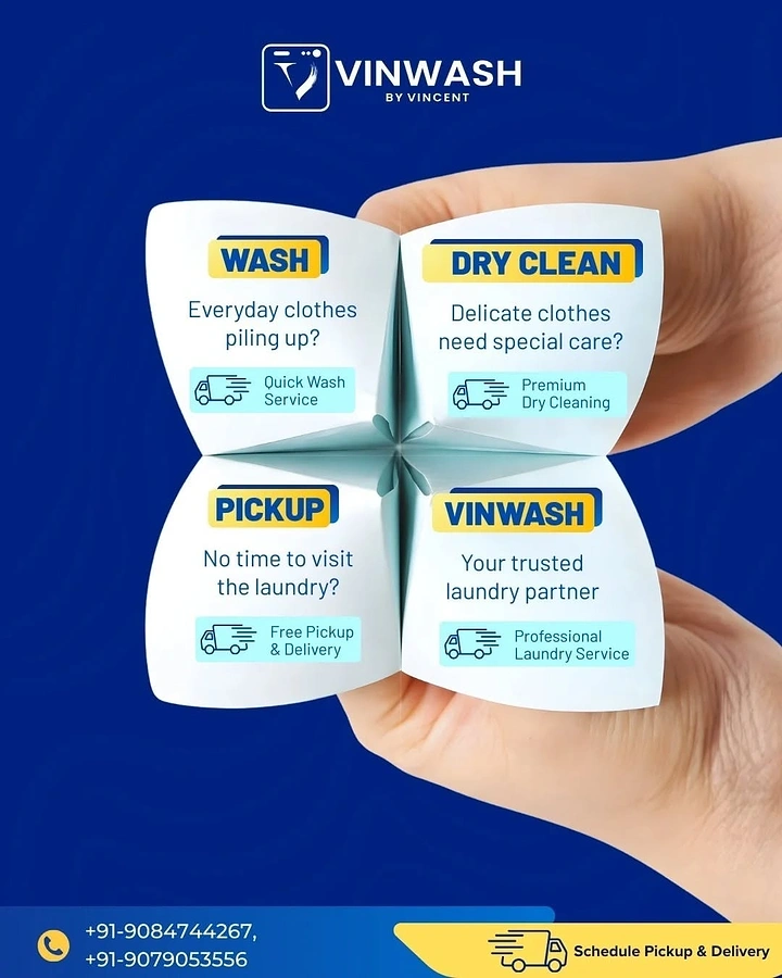 Laundry & Dry Cleaning creative ad: Paper fortune-teller reveals laundry services