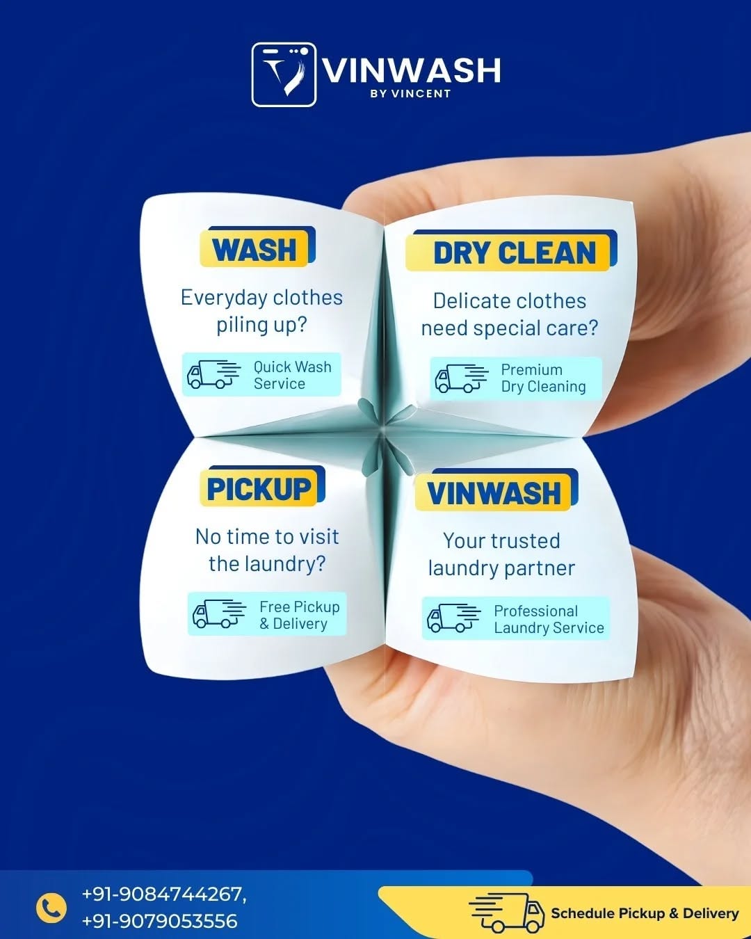 Instagram post: Paper fortune-teller reveals laundry services