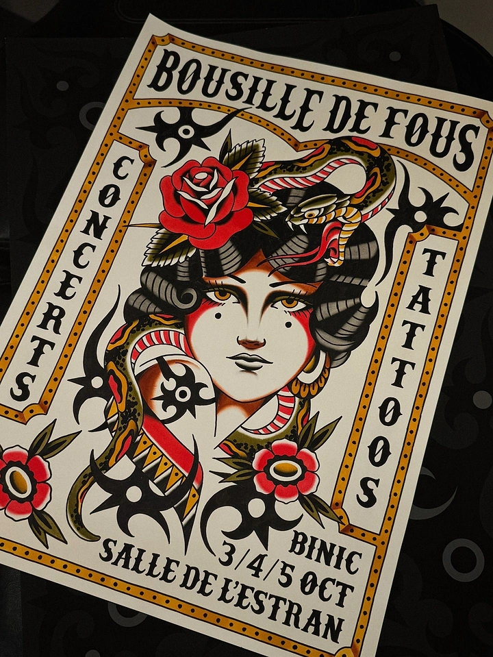 Tattoo Studios creative ad: Traditional flash art as event poster