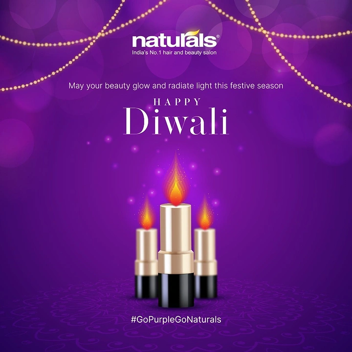 Diwali creative ad: Three gold lipsticks styled as lit candles