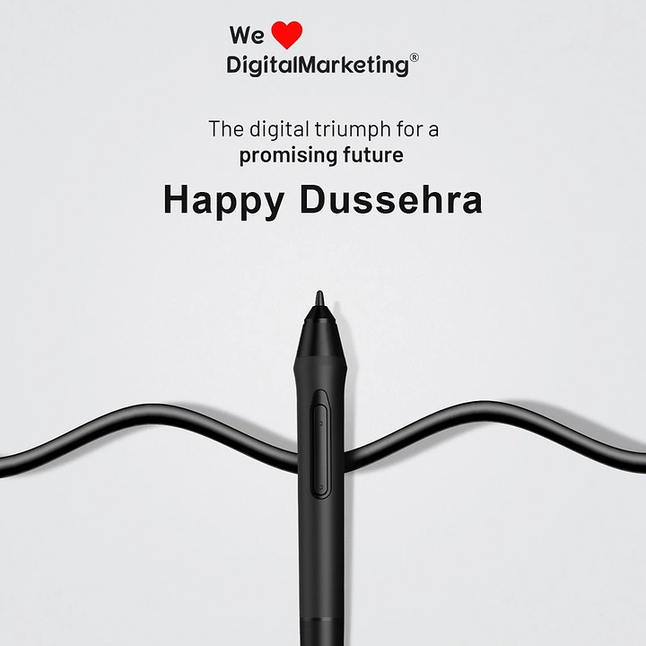 Dussehra creative ad: Digital stylus pen and its cable forming a bow and arrow