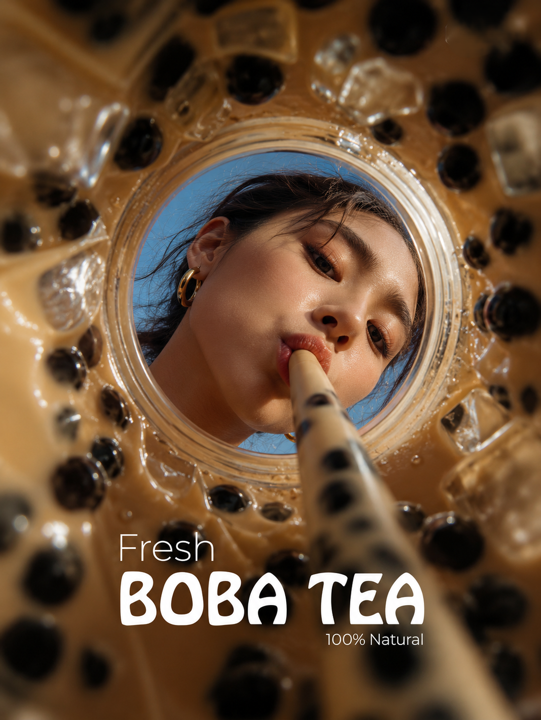 Instagram post: View from inside boba cup looking up