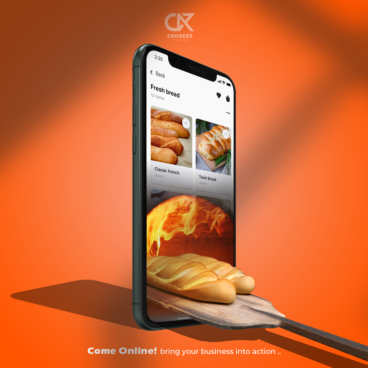 Instagram post: Phone as oven, bread served on peel