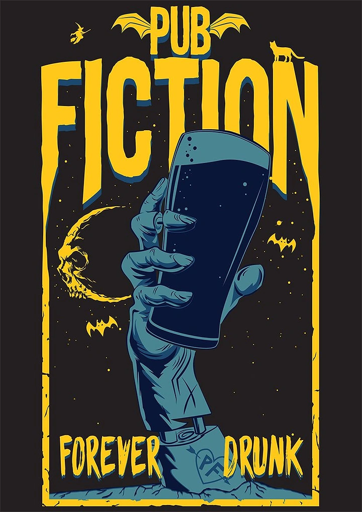 Bars & Pubs creative ad: Strong Pub Fiction pun with dramatic illustration