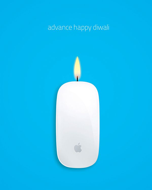 White wireless mouse turned into a candle with a flame