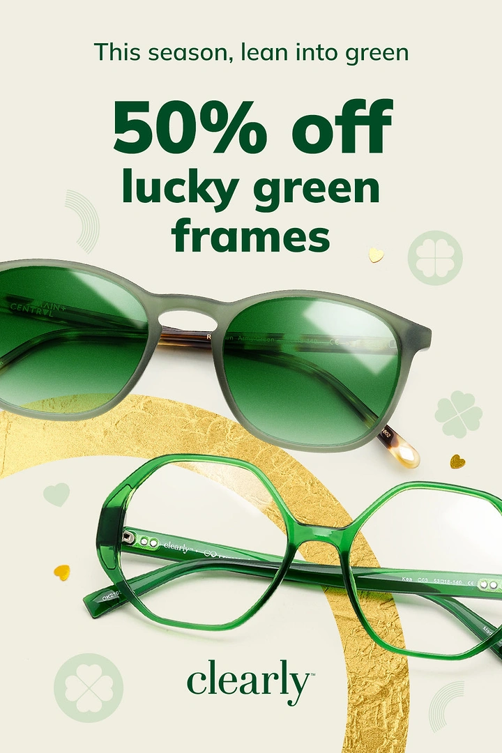 Opticians & Eye Care creative ad: Lucky green frames tie to St Patrick's