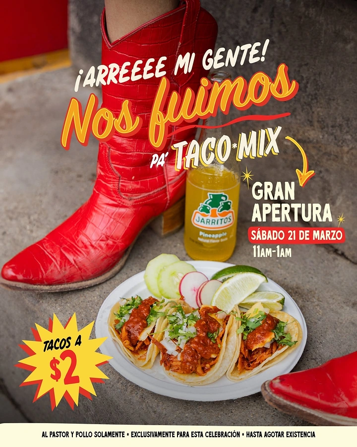 Mexican Restaurants creative ad: Fashion boot juxtaposed with taco offer