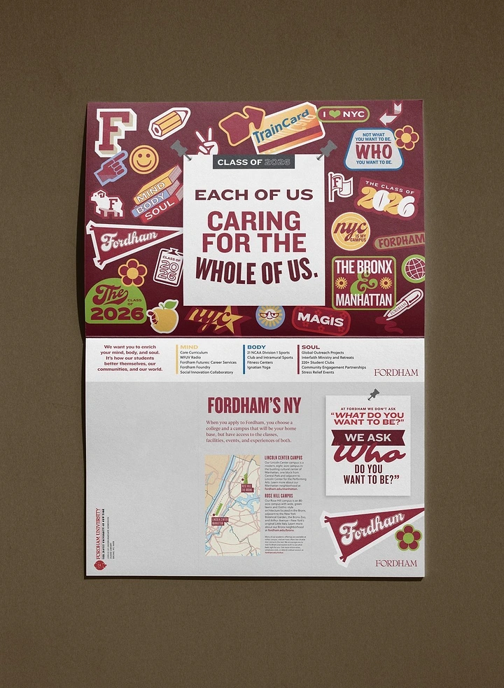 Universities & Colleges creative ad: Community map collage supports caring message