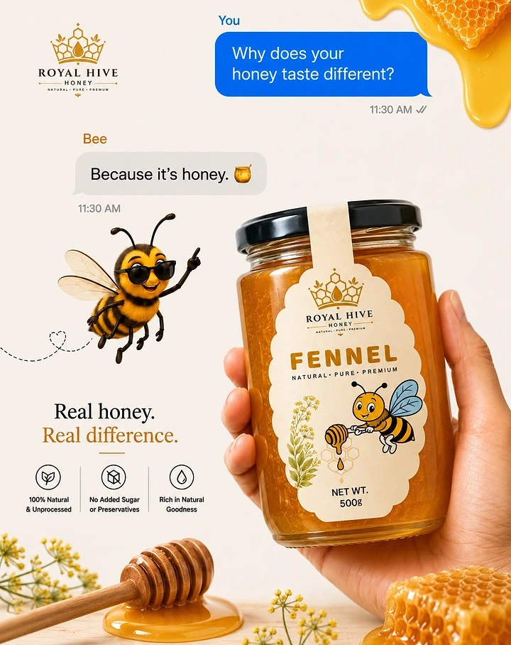Honey Brands creative ad: Witty chat-style honey comparison