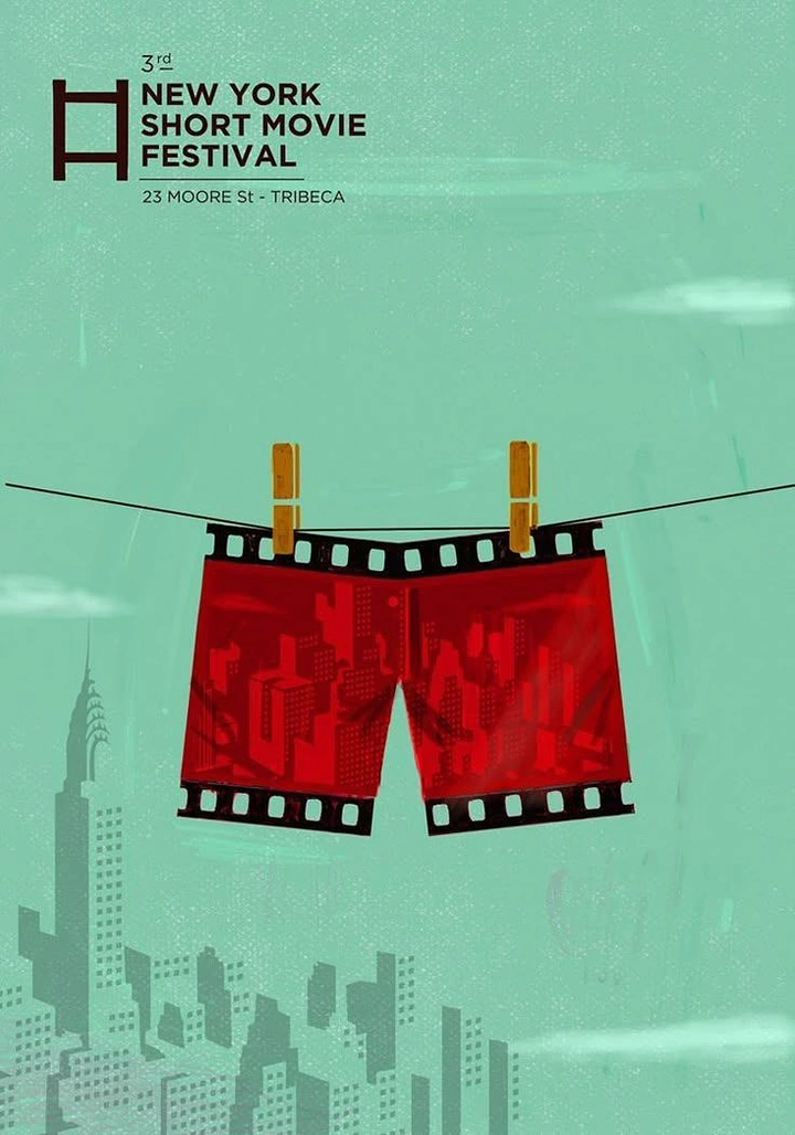 Cinemas & Movie Theatres creative ad: Red film-strip boxer shorts hanging on a clothesline